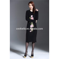 Outono Inverno Mulheres elegantes Chic High Grade Noble Bordados Cardigan Vestidos Sweater